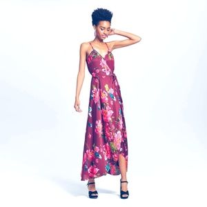 Xhilaration Dresses - Fashion Wome Juniors Satin V-Neck Floral Dress Xhilaration Dresses - Fashion Wome Juniors Satin V-Neck Floral Dress